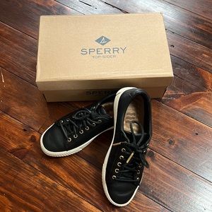 Womens Sperry Anchor Plush LTT black leather size 7